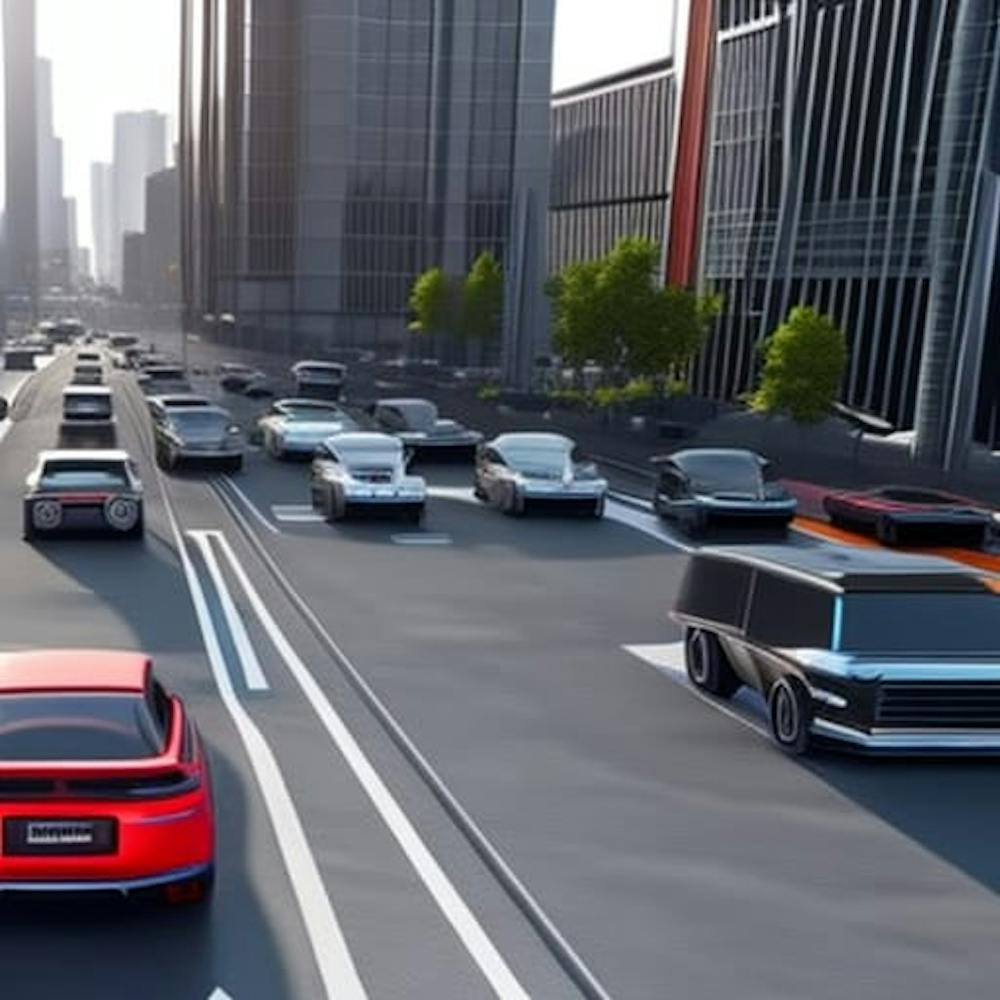 FUTURISTIC CARS IN A BIG CITY AI ART