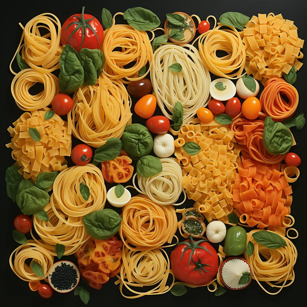 Pasta And Vegetables On Black Background