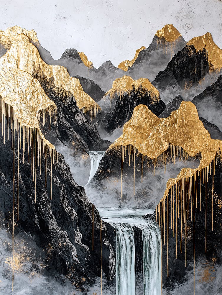 Himalayas Lumière Dorée Abstrait Mystique