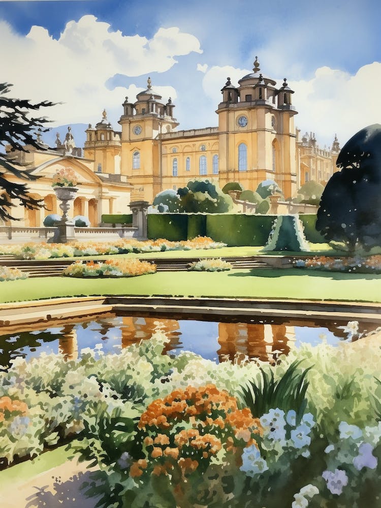 Blenheim Palace Gardens Uk Watercolour 1