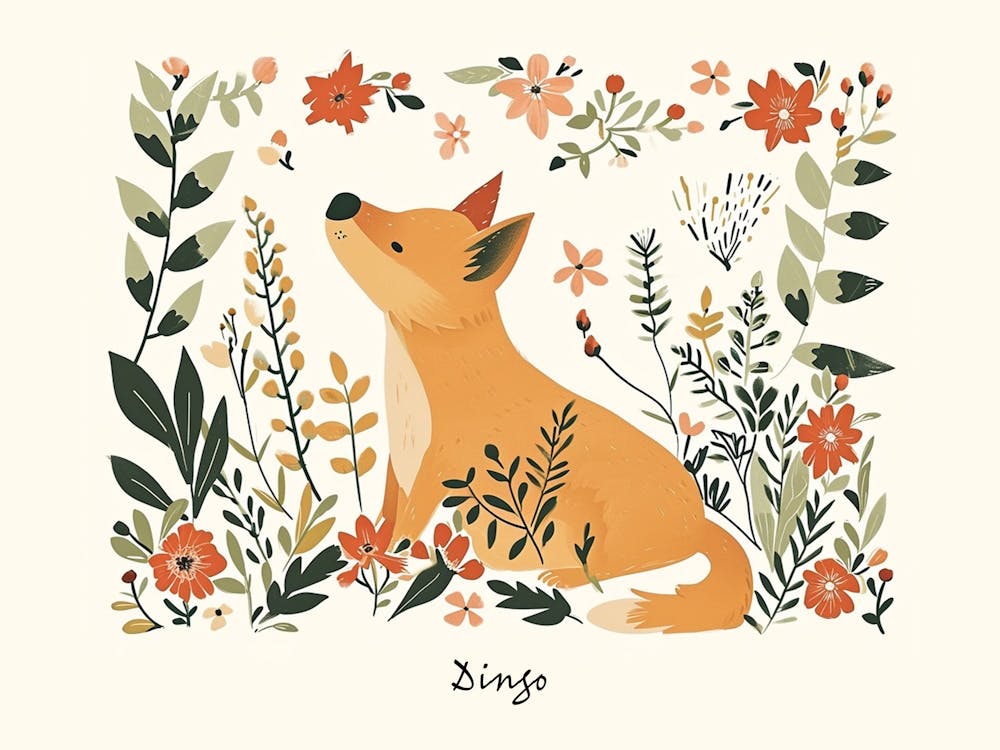 Little Floral Dingo Poster