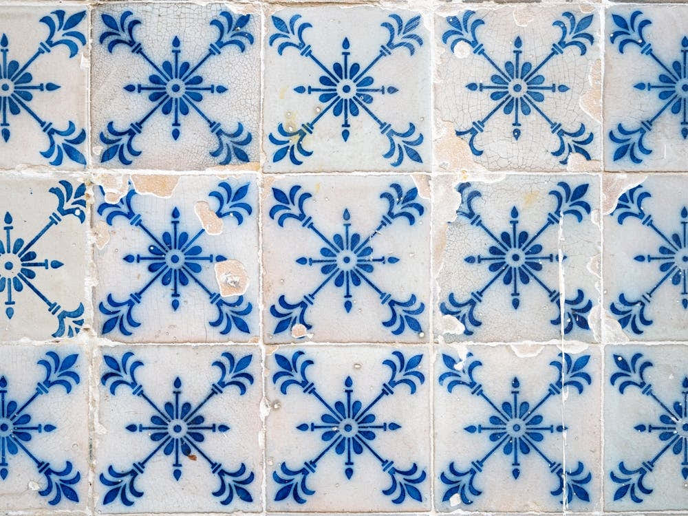 Vintage blue azulejos in Lisbon, Portugal - Alfama , street and travel photography by Christa Stroo