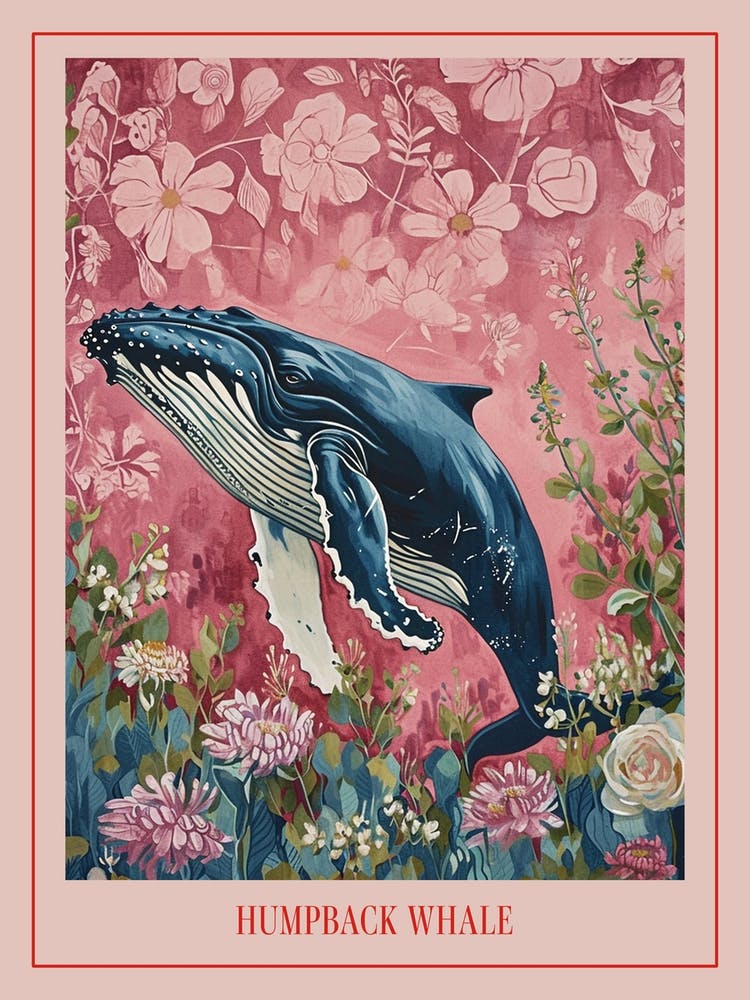 Floral Animal Painting Humpback Whale 4 Poster