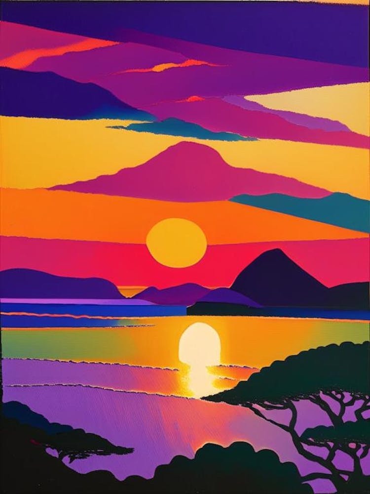 Rainbow Geometric Sunset