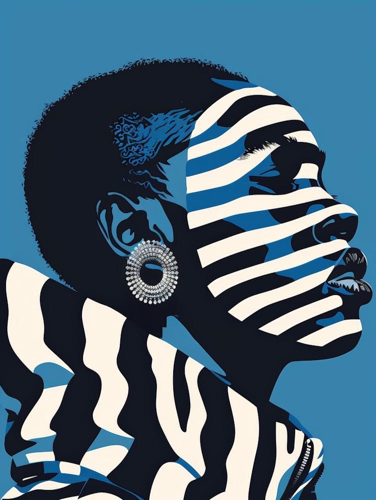 African Woman With Zebra Stripes