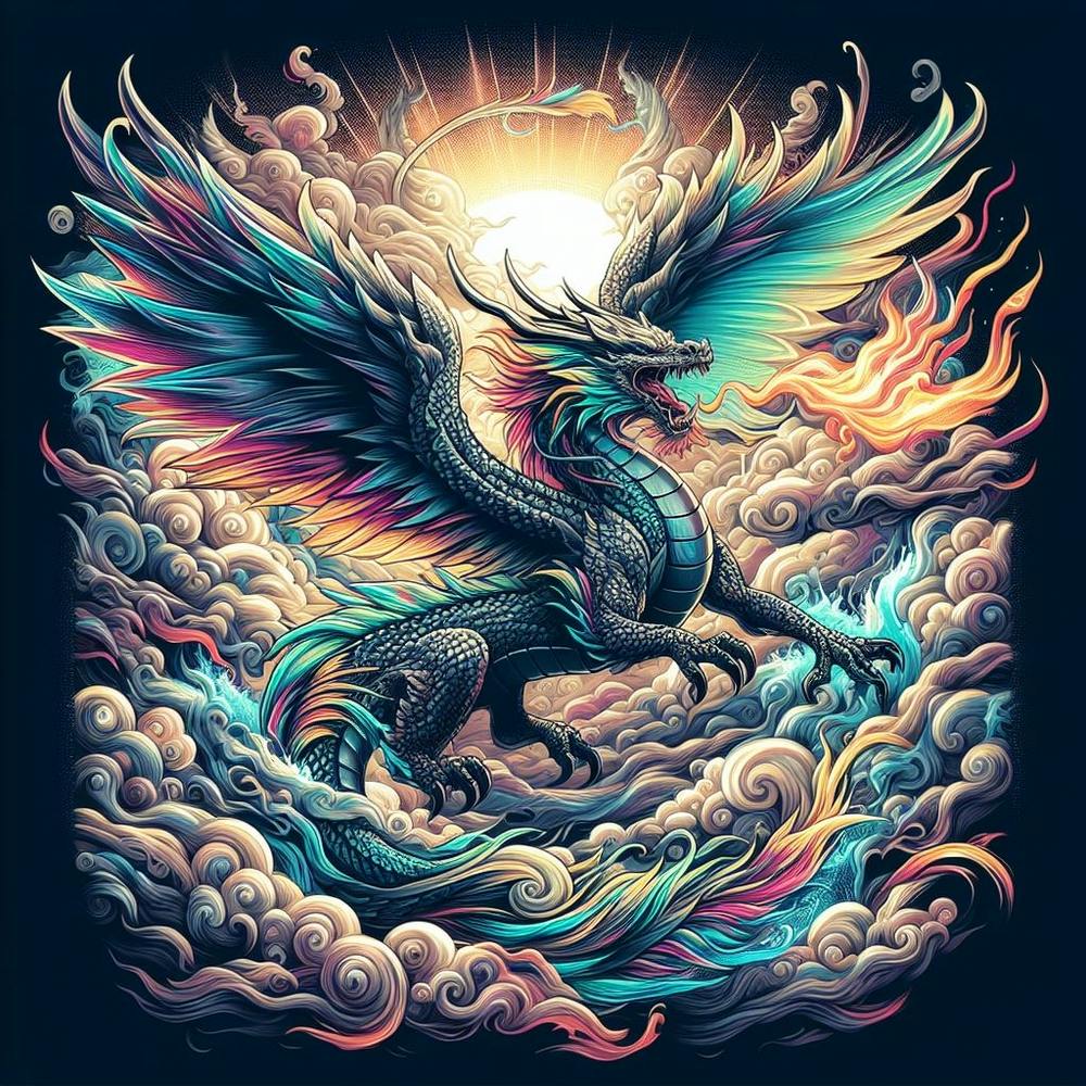 T-shirt design featuring a fierce dragon