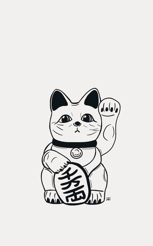 Black And White Lucky Cat