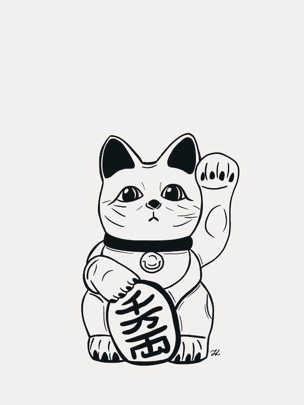 Black And White Lucky Cat