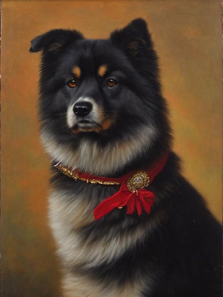 Finnish Lapphund Renaissance Portrait Oil Painting