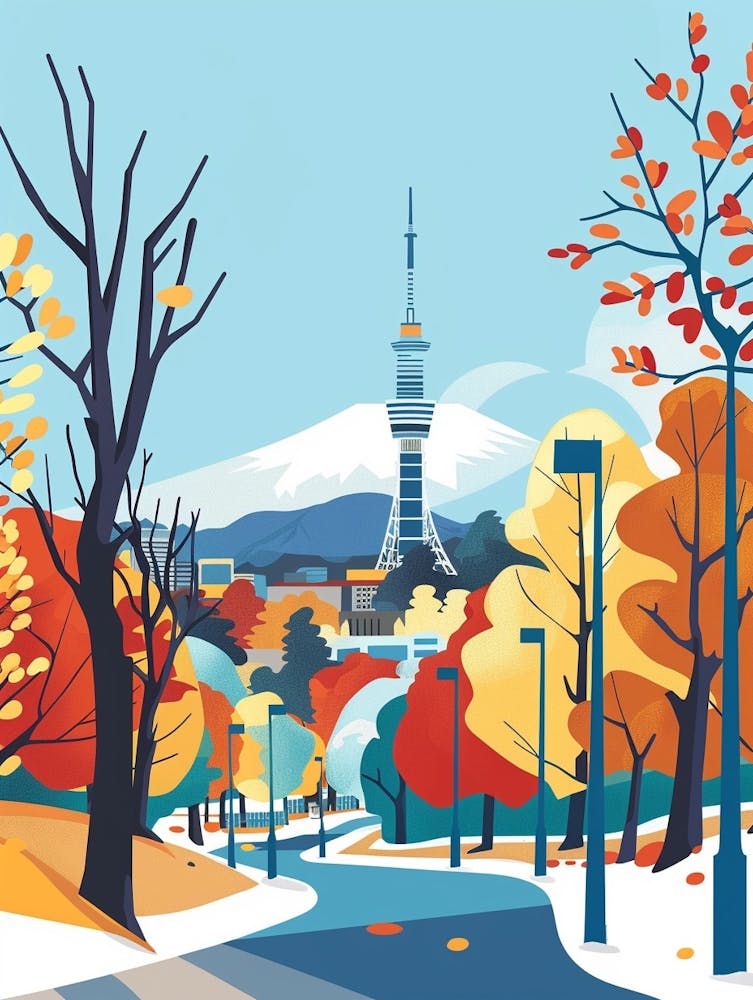 Sapporo Japan 2 Colourful Illustration