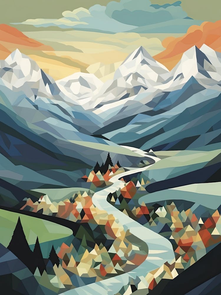 Patagonia, Argentina View   Geometric Vector Illustration 3