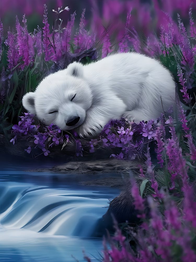 Polar Bear Sleeping In The Forest