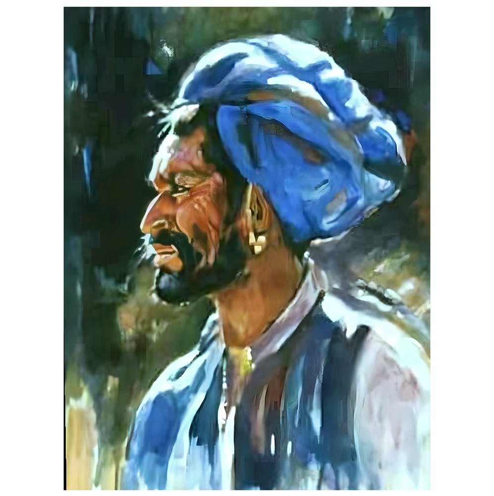 Indian Man In Blue Turban