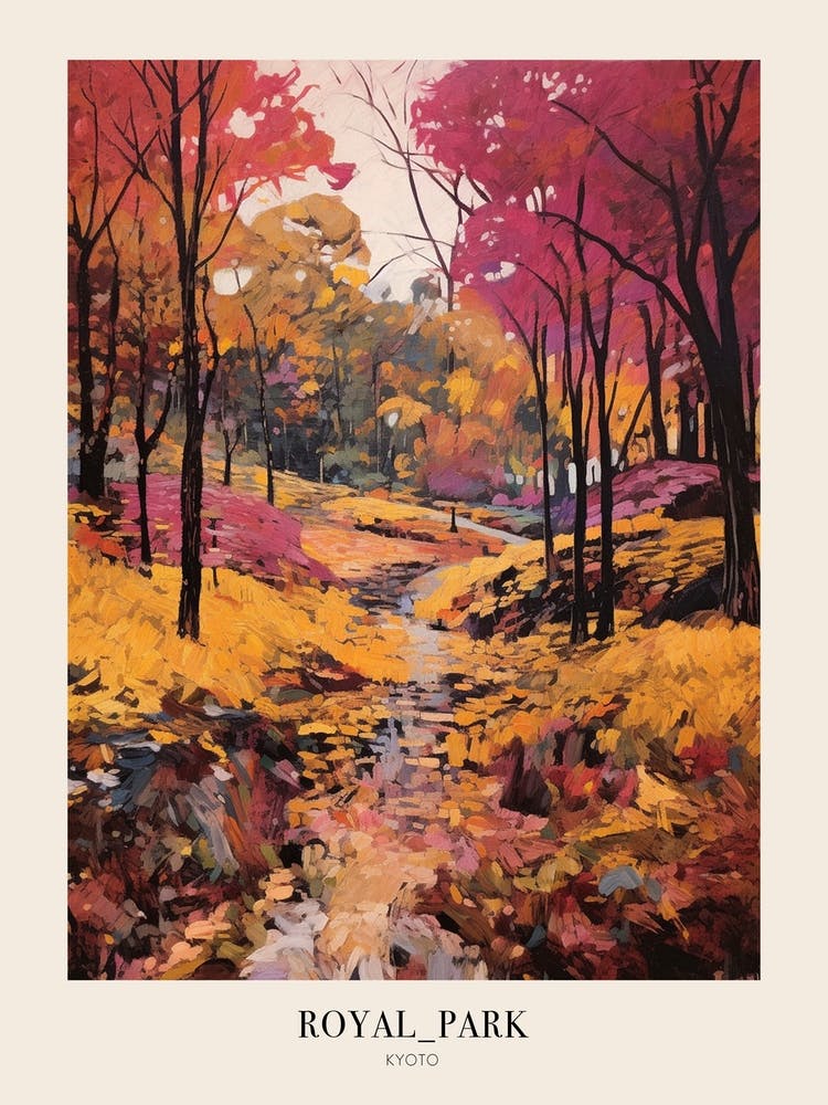 Autumn City Park Painting Royal Park Kyoto Japan 1 Poster