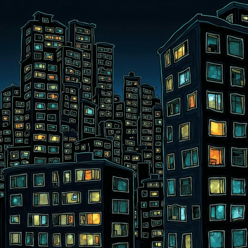 Night City Vector Illustration