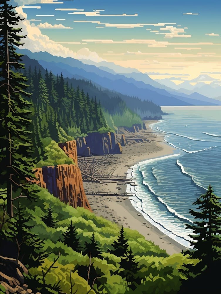 Olympic National Park Retro Pop Art 6
