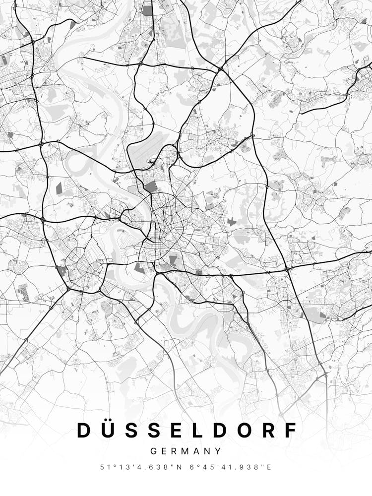 Dusseldorf Germany White Map