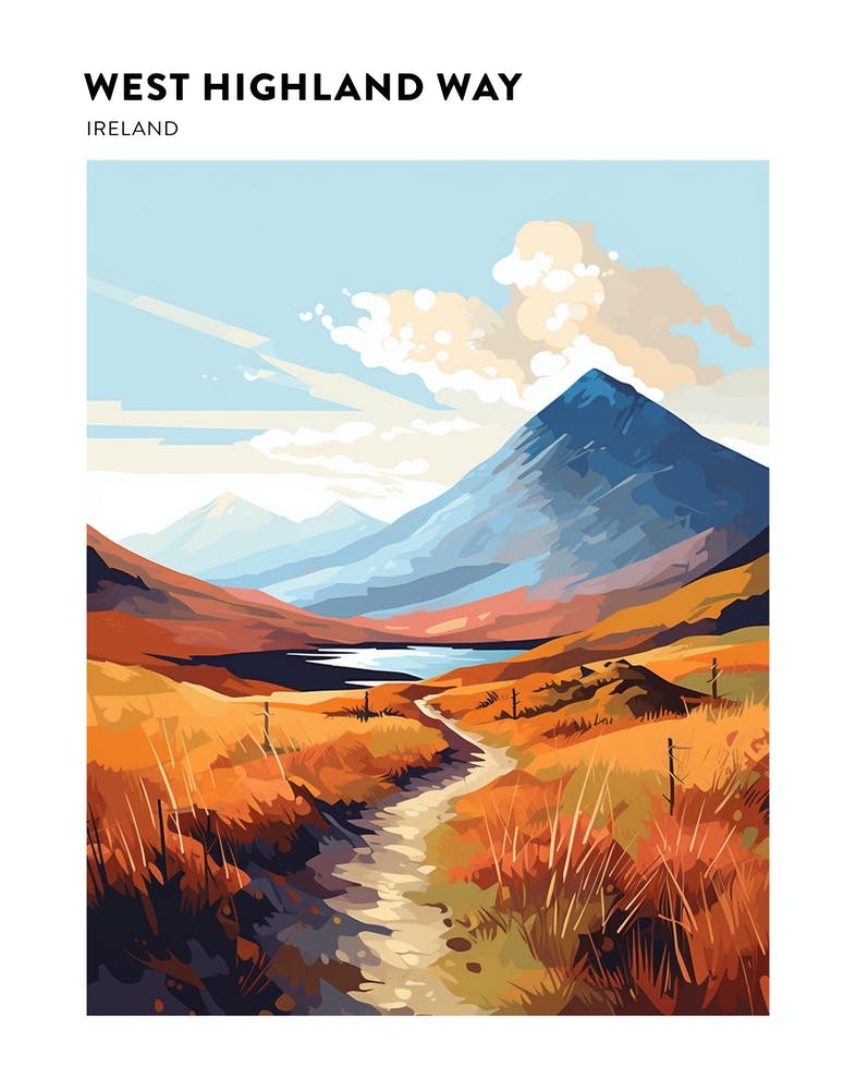 West Highland Way Ireland 4 Hiking Trail Landscape Poster