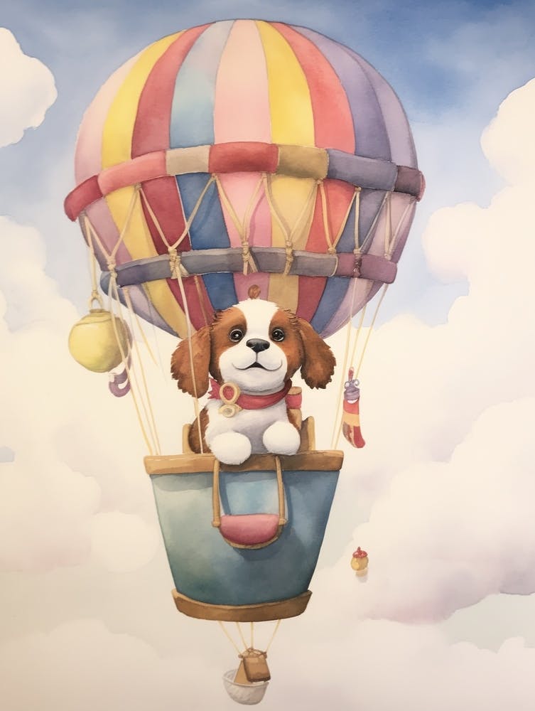 Baby Dog 4 In A Hot Air Balloon