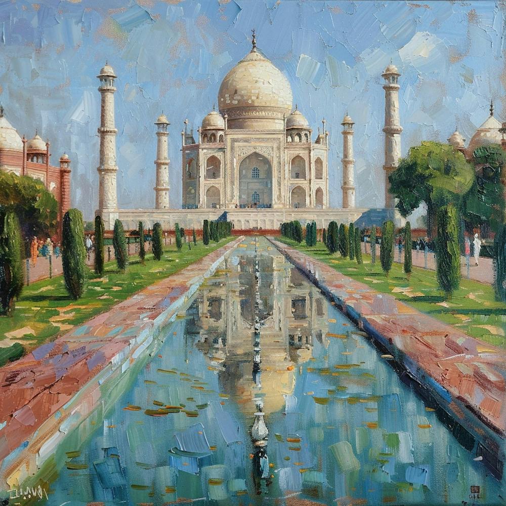 A Taj Mahal In Agra Oil Painting Illustration 1719953752 4