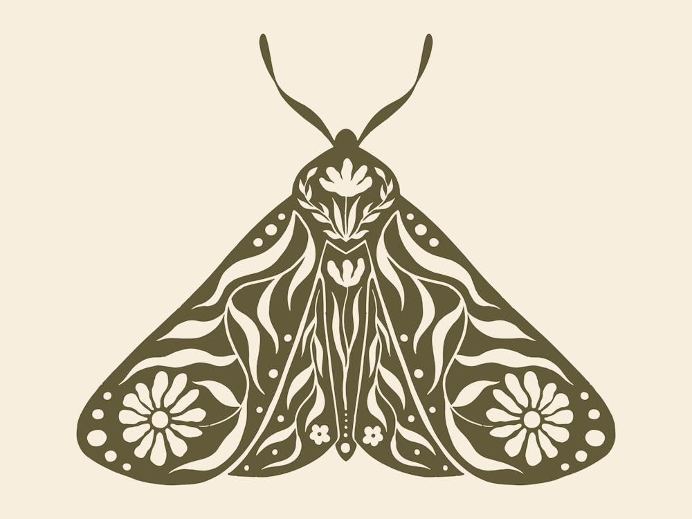 Folk Art Moth 03 - Woodland Green