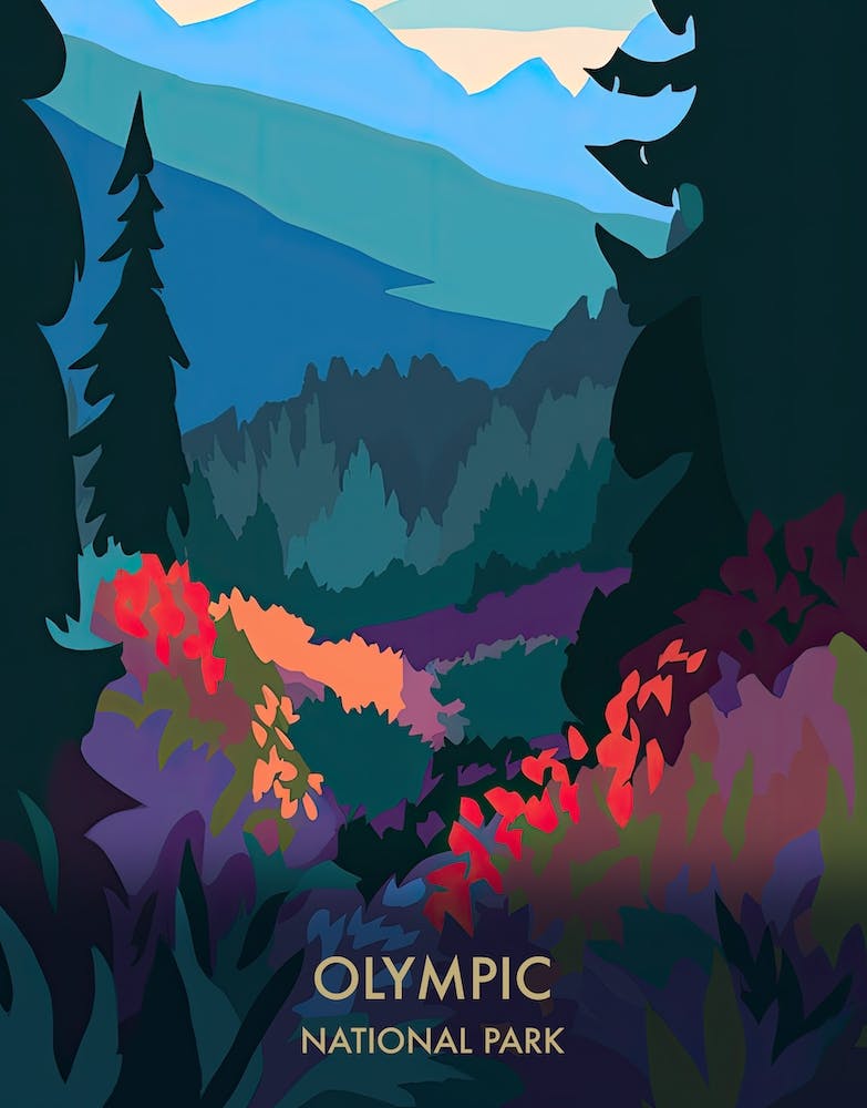 Olympic National Park Reiseposter Matisse Style 5