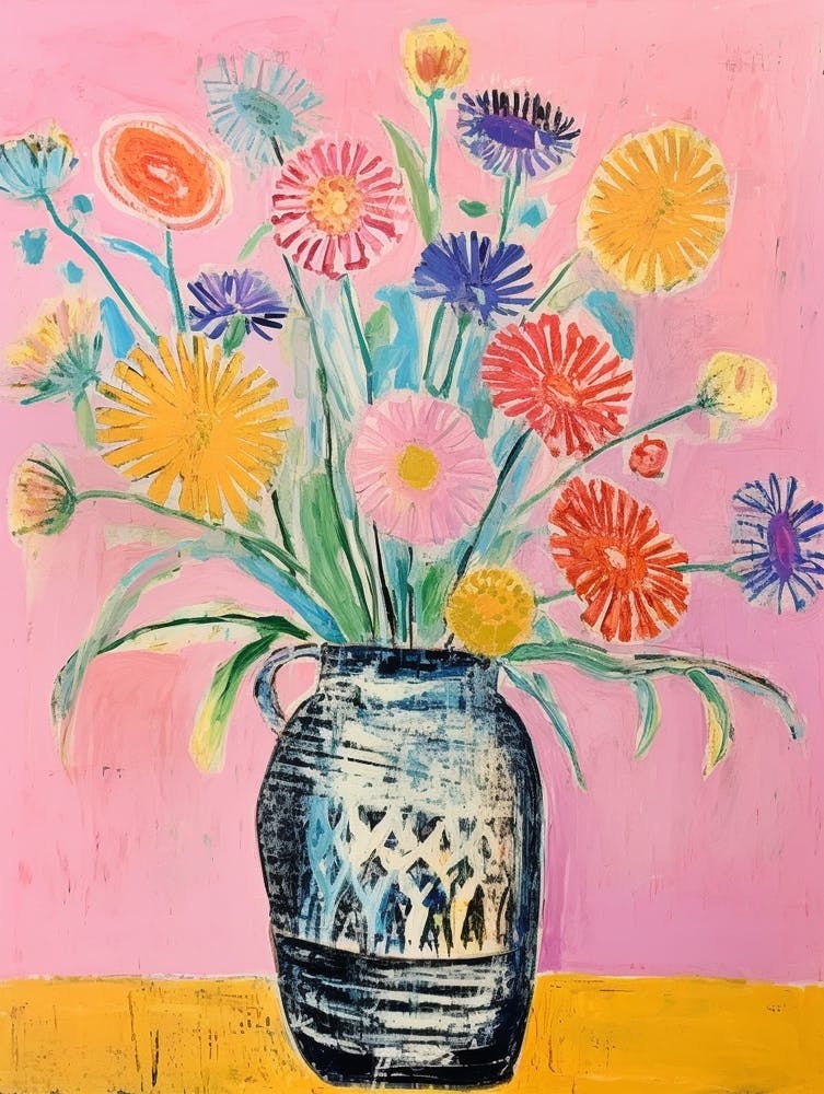 Flower Painting Fauvist Style Scabiosa 3