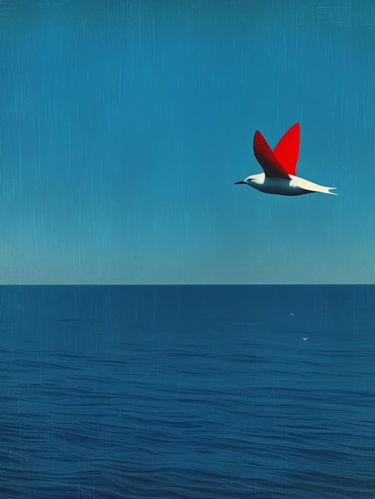 Bird Flying Over The Ocean