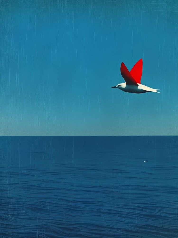 Bird Flying Over The Ocean