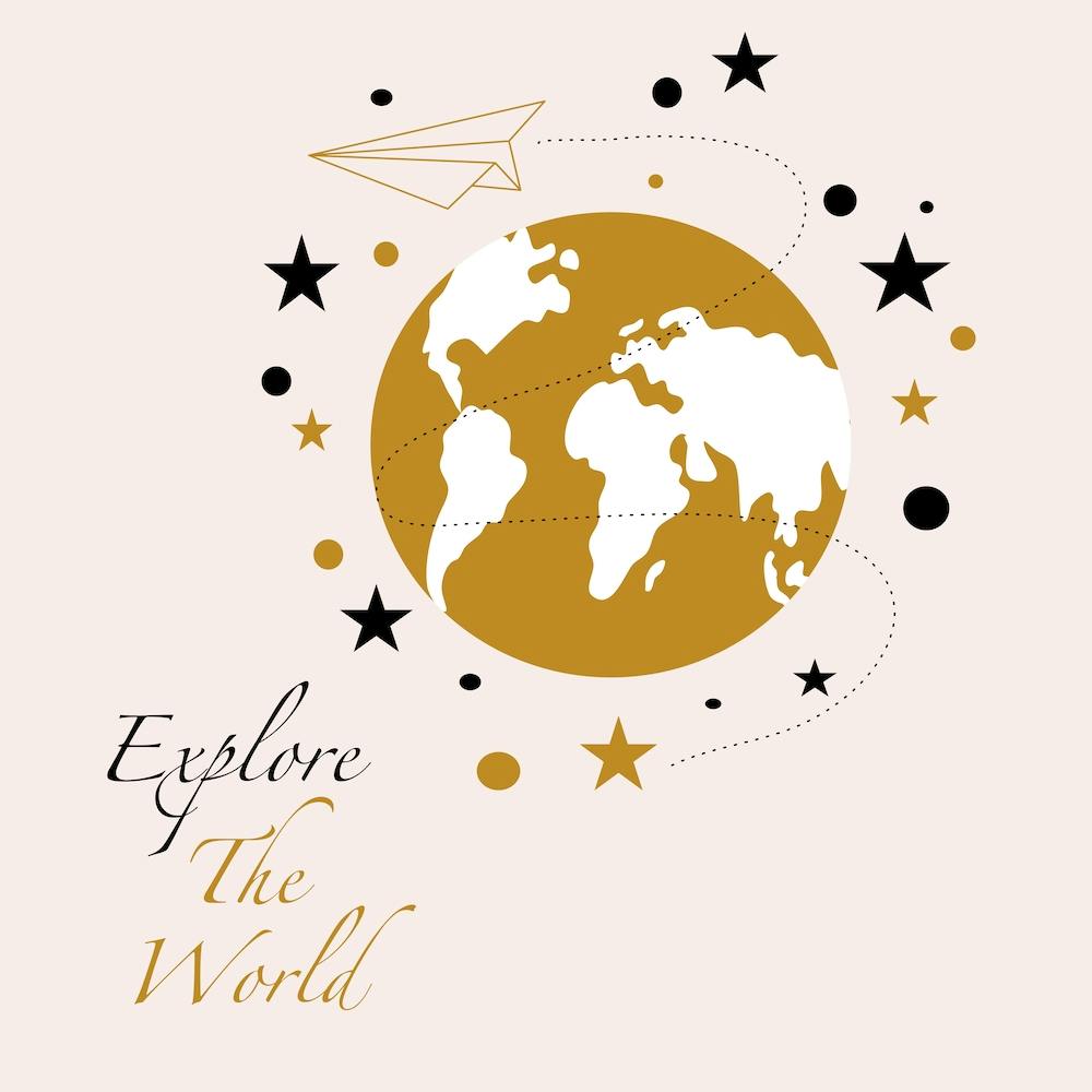 Golden World Map Square