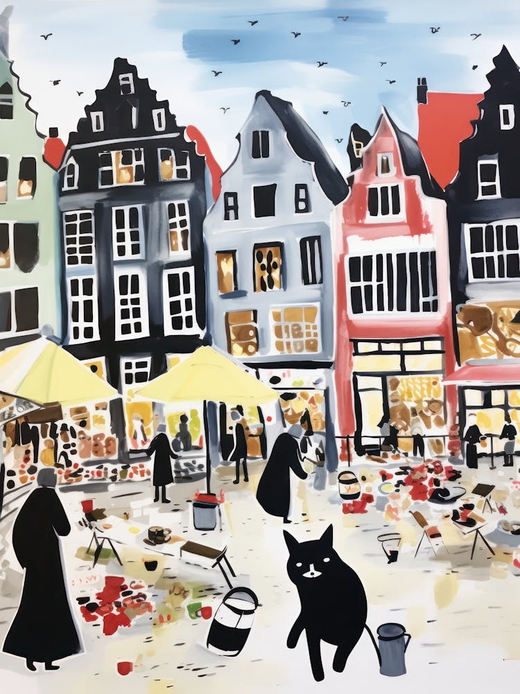 The Food Market In Bruges 2 Illustration