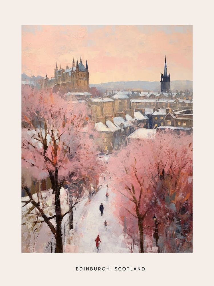 Dreamy Winter Painting Poster Edinburgh Scotland 4