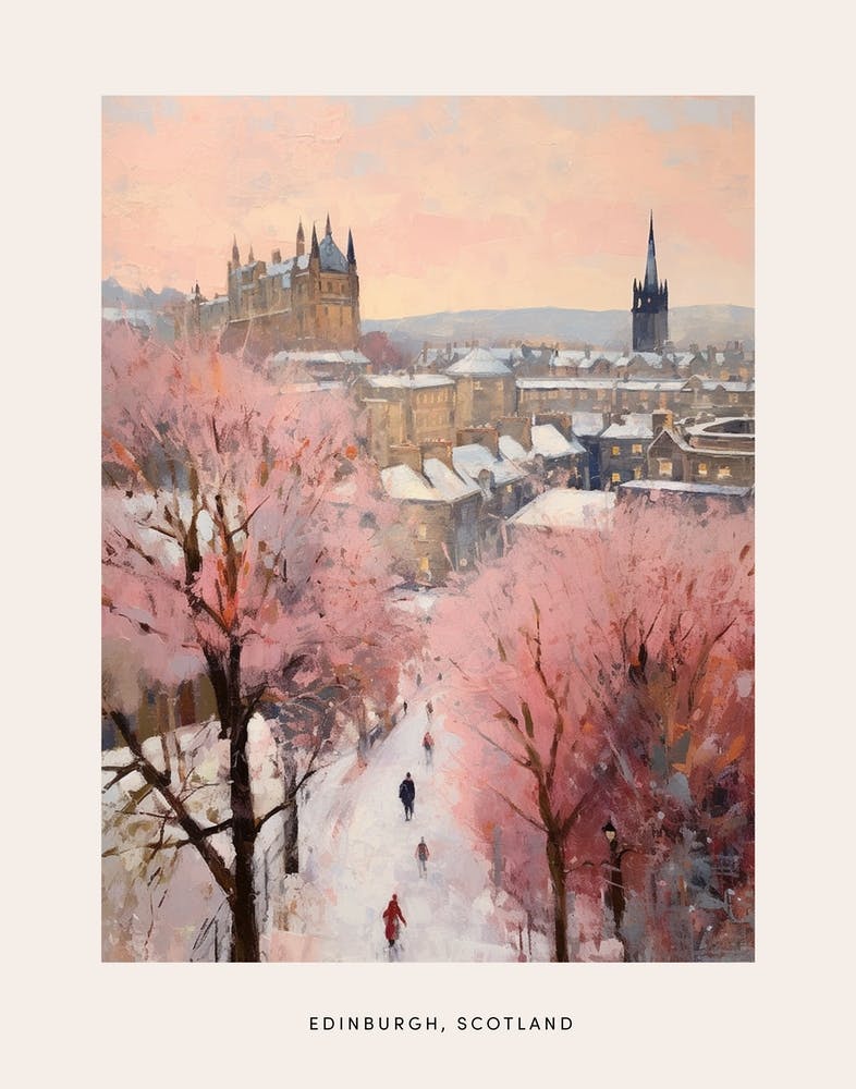 Dreamy Winter Painting Poster Edinburgh Scotland 4