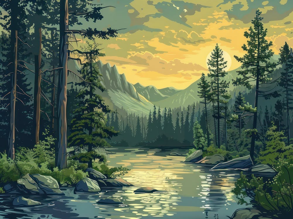 Retro Mountains Illustration 3