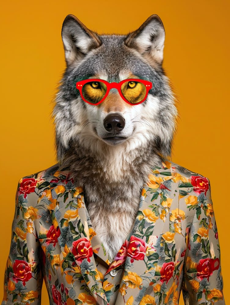 Wolf In Floral Suit