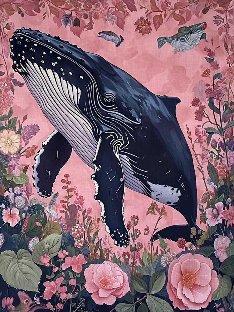 Floral Animal Painting Humpback Whale 1