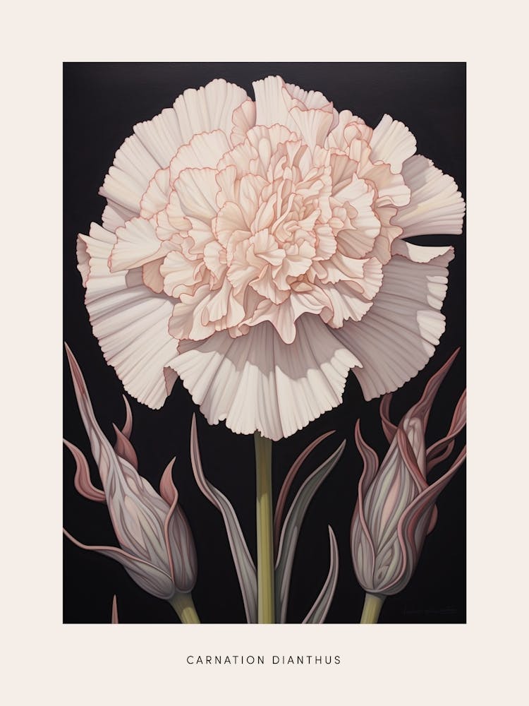 Flower Illustration Carnation Dianthus 3 Poster
