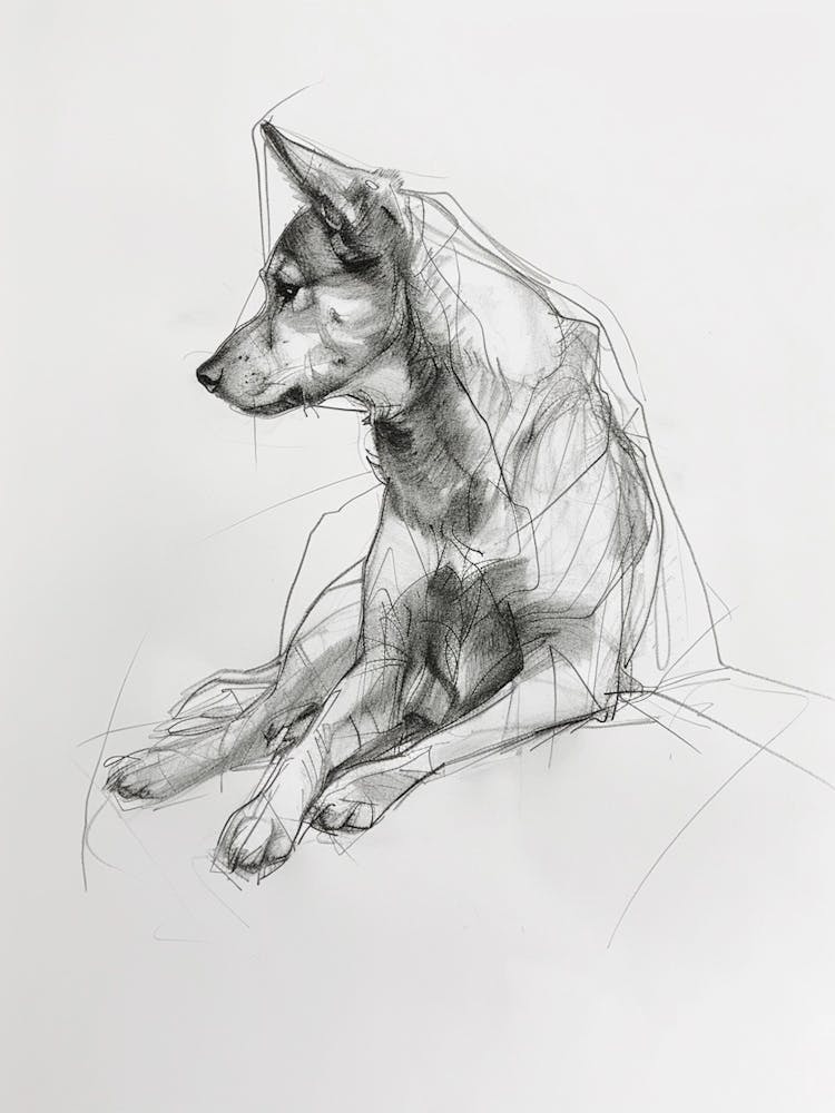 Shiba Inu Dog Charcoal Line 2