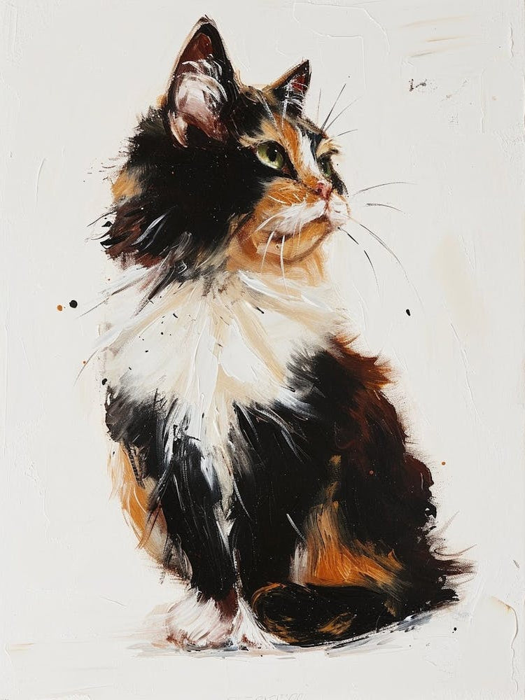 Turkish Angora Cat Painting 1