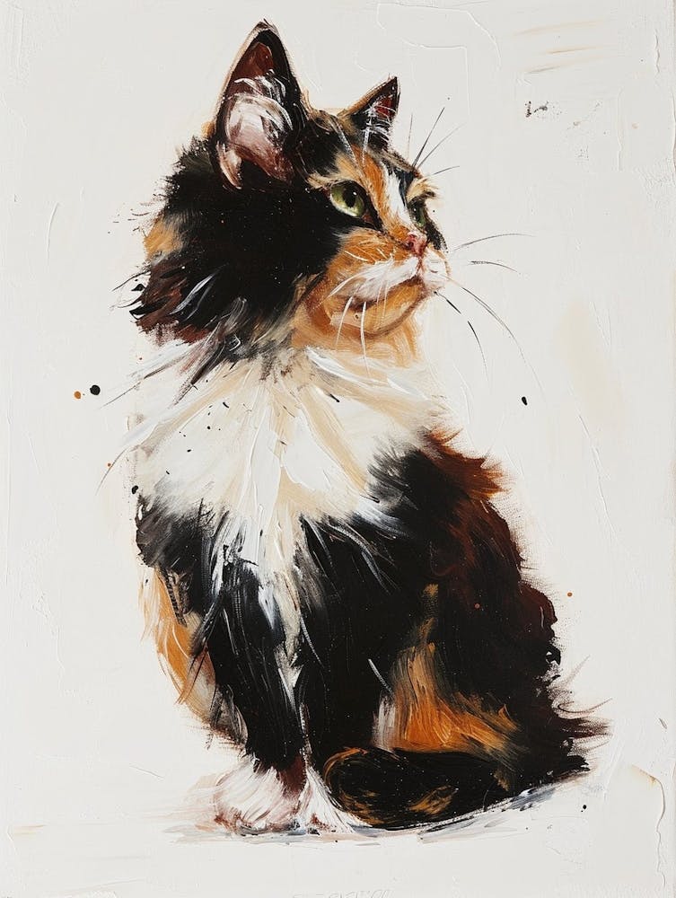 Turkish Angora Cat Painting 1