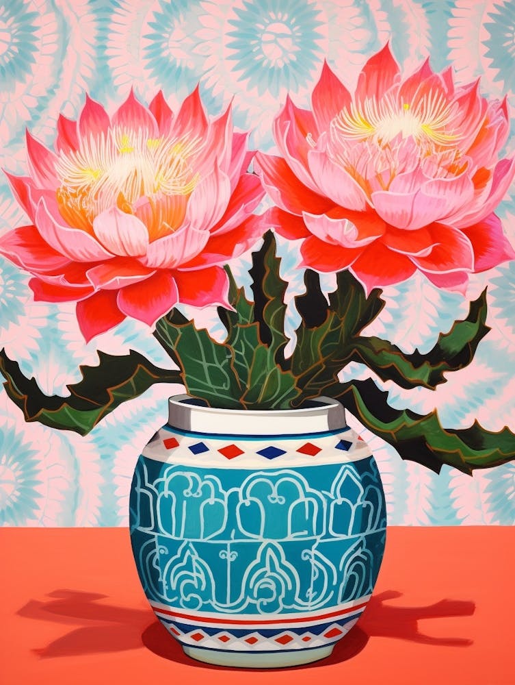 Cactus Painting Maximalist Still Life Gymnocalycium Cactus 2