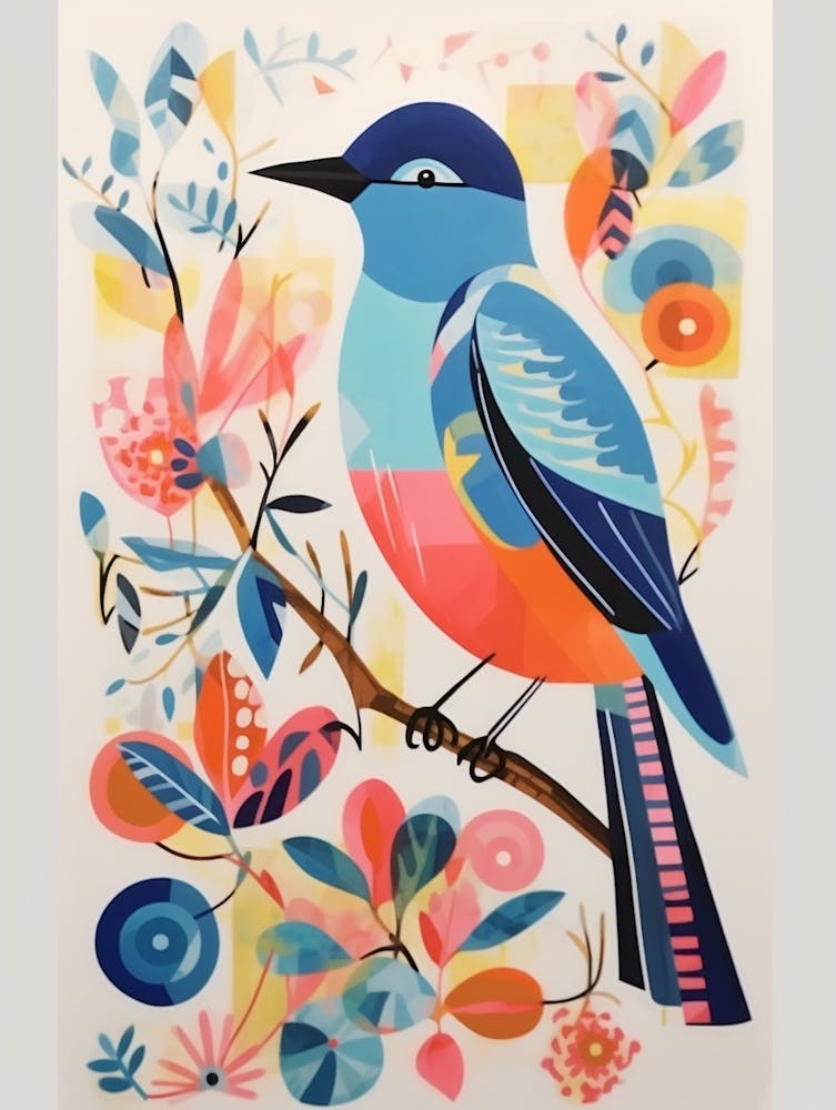 Colourful Scandi Bird Eastern Bluebird 2