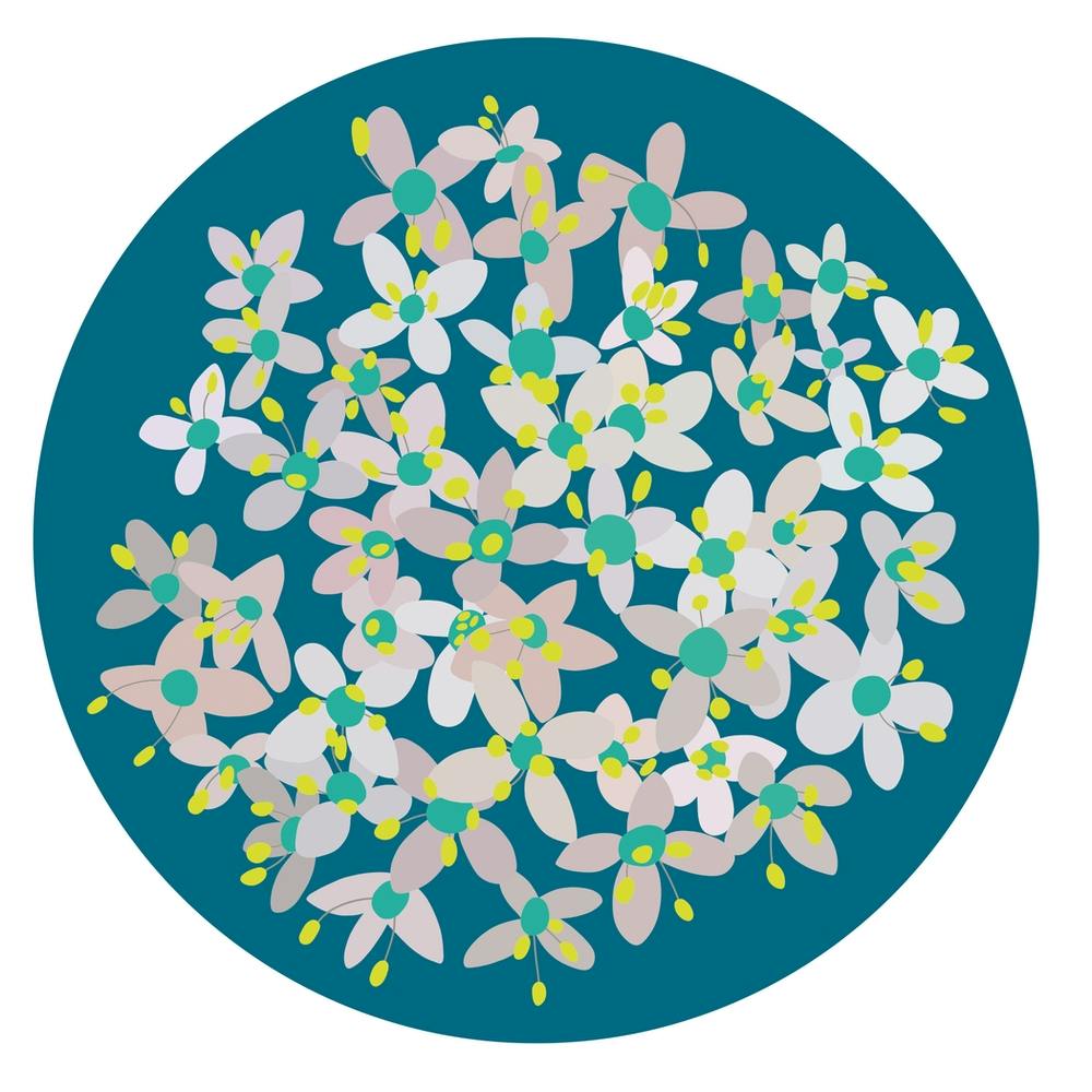 Blue Circle with Flowers