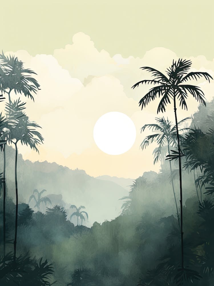 Watercolour Of El Yunque National Forest   Puerto Rico Usa 0