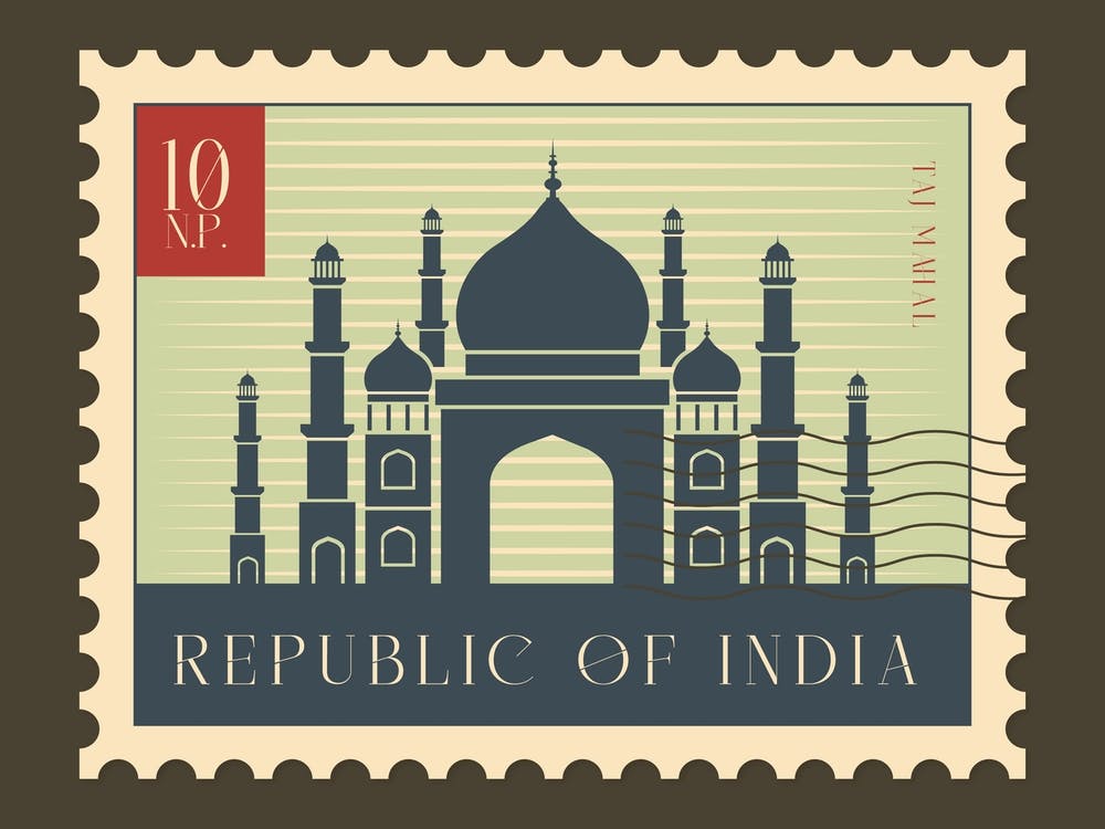 Taj Mahal Postage Stamp Of India Travel