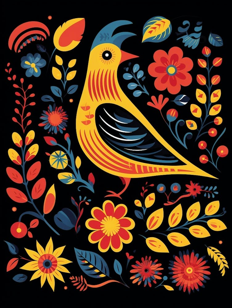Folk Bird Illustration Cowbird 1