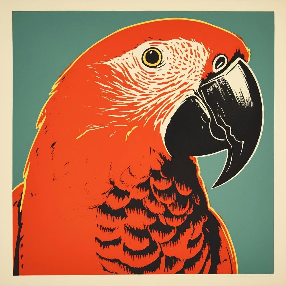 Lithographie d'Oiseau Rétro - Ara 3
