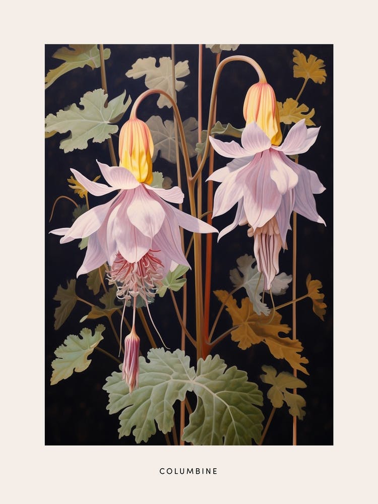 Flower Illustration Columbine 3 Poster