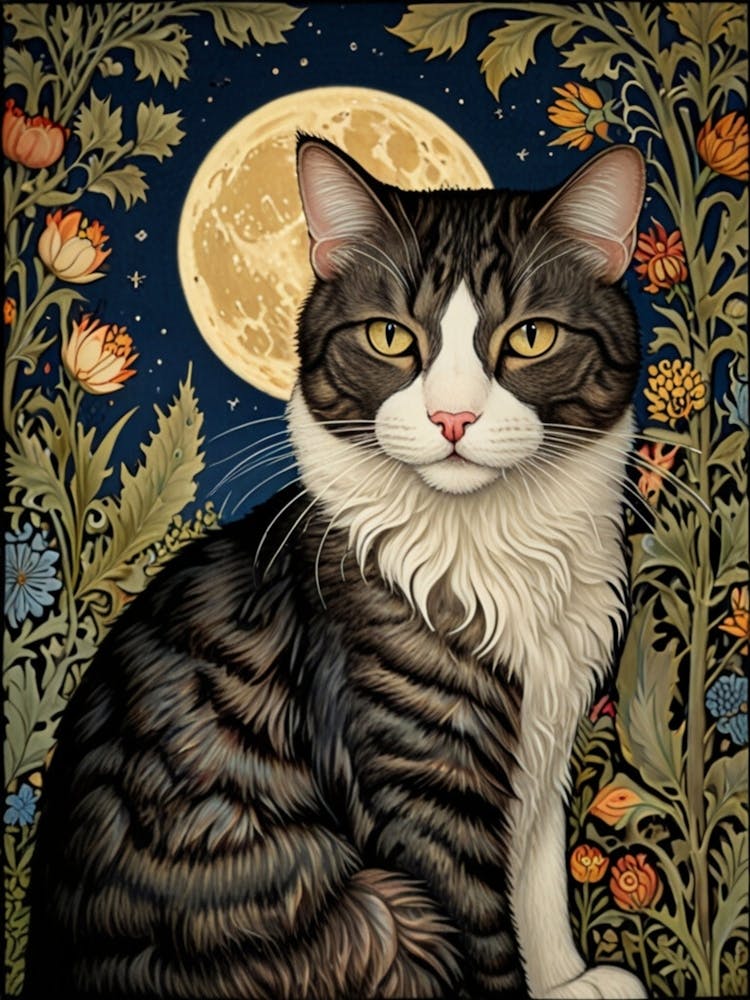 William Morris Cat At The Moon