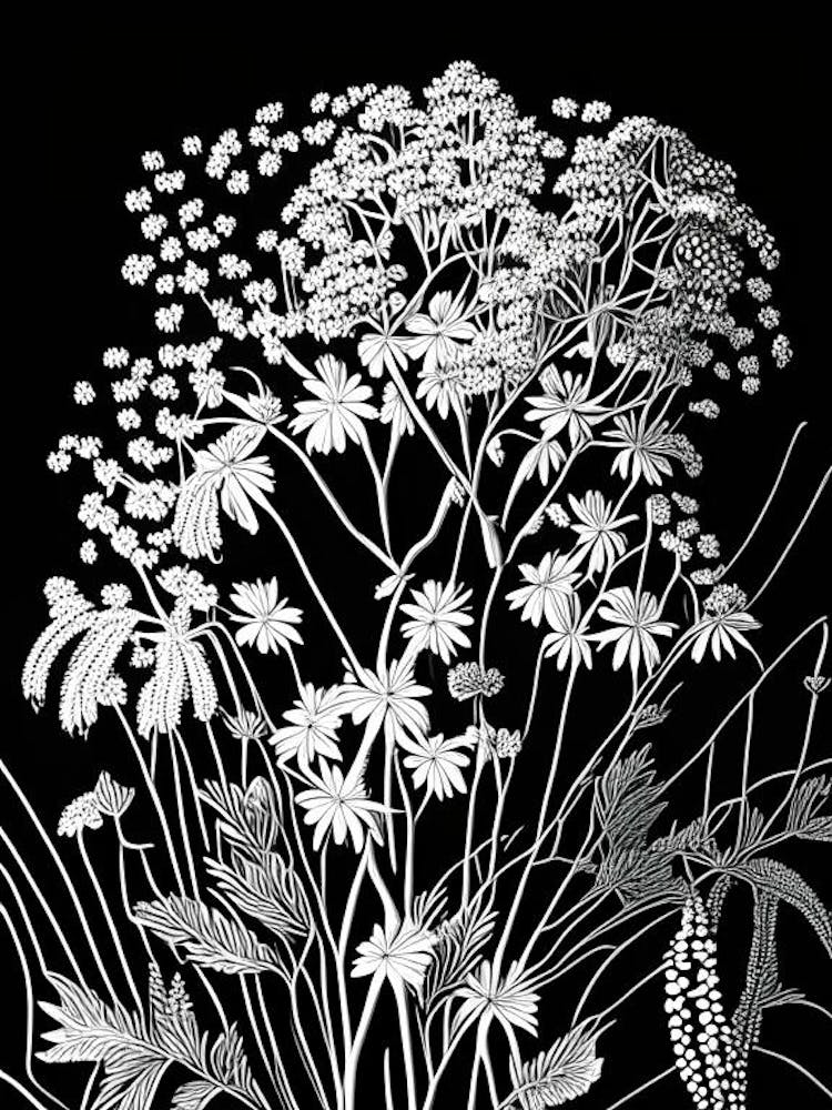 Meadow Rue Wildflower Linocut